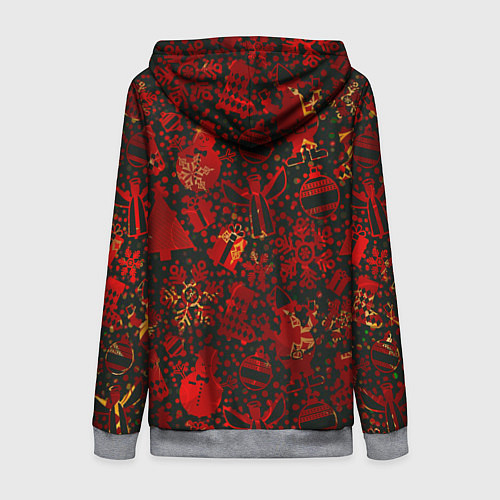 Женская толстовка на молнии Ёлочные игрушки и ёлки / 3D-Меланж – фото 2