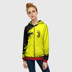 Толстовка на молнии женская Juventus спортивные краски, цвет: 3D-красный — фото 2