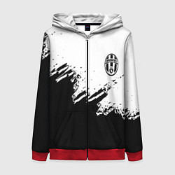 Толстовка на молнии женская Juventus black sport texture, цвет: 3D-красный