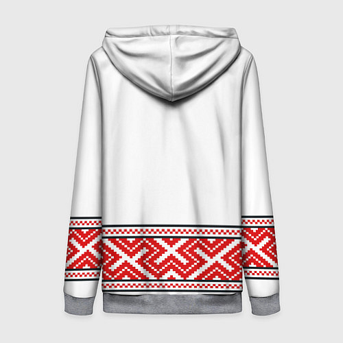 Женская толстовка на молнии Обережная вышиванка - узор алатырь / 3D-Меланж – фото 2