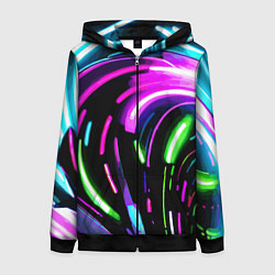 Толстовка на молнии женская Неоновая экспрессивная абстракция, цвет: 3D-черный