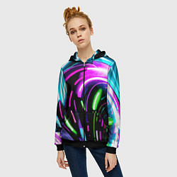 Толстовка на молнии женская Неоновая экспрессивная абстракция, цвет: 3D-черный — фото 2