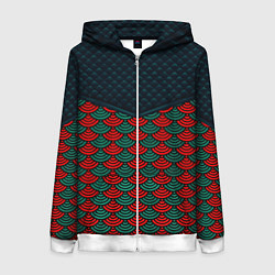 Толстовка на молнии женская Стёжка: драконья чешуя, цвет: 3D-белый