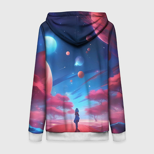 Женская толстовка на молнии Красный лес / 3D-Белый – фото 2