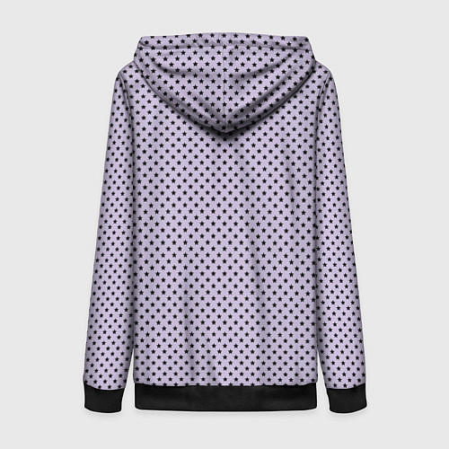 Женская толстовка на молнии Светло-сиреневый паттерн маленькие звёздочки / 3D-Черный – фото 2