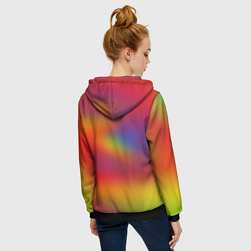 Женская толстовка на молнии Цвета радуги радужный фон / 3D-Черный – фото 4