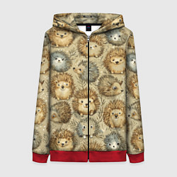 Женская толстовка на молнии Паттерн лесной ежик