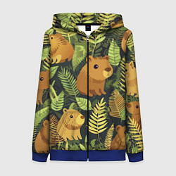 Женская толстовка на молнии Капибары - лесной маскировочный камуфляж