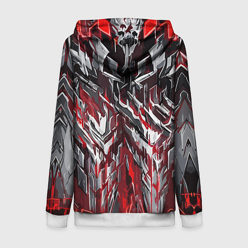 Женская толстовка на молнии Острый металл красный / 3D-Белый – фото 2