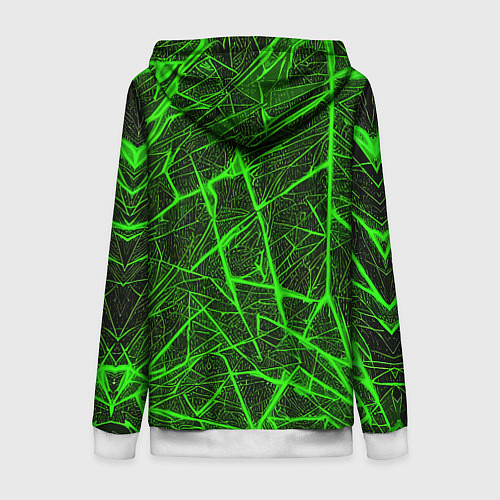 Женская толстовка на молнии Зелёная паутина на чёрном фоне / 3D-Белый – фото 2