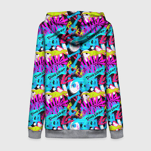 Женская толстовка на молнии Dinosaur pino roarr / 3D-Меланж – фото 2