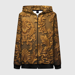 Толстовка на молнии женская Темная лепнина золото, цвет: 3D-черный
