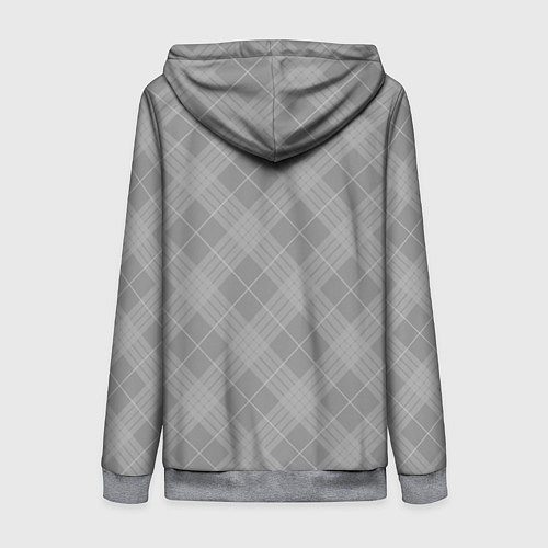 Женская толстовка на молнии Серый клетчатый шотландка / 3D-Меланж – фото 2