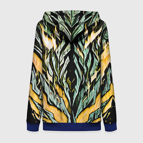 Женская толстовка на молнии Камень и жёлтый огонь / 3D-Синий – фото 2