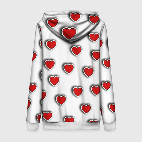 Женская толстовка на молнии Стикеры наклейки объемные сердечки / 3D-Белый – фото 2
