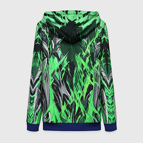 Женская толстовка на молнии Сталь и зелёная энергия / 3D-Синий – фото 2