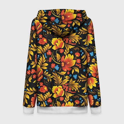 Женская толстовка на молнии Русская национальная роспись хохлома / 3D-Белый – фото 2