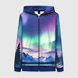 Женская толстовка на молнии Северное сияние на природе ai art