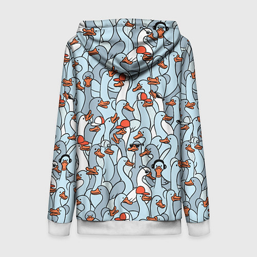 Женская толстовка на молнии Стадо гусей серо-голубых / 3D-Белый – фото 2