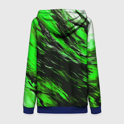Женская толстовка на молнии Чёрная и зелёная буря / 3D-Синий – фото 2