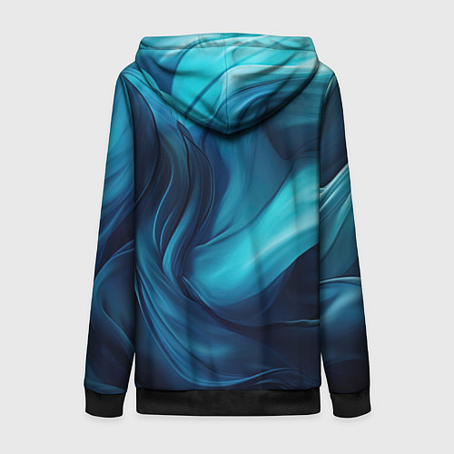 Женская толстовка на молнии Синяя абстракция в виде волн / 3D-Черный – фото 2
