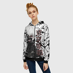 Толстовка на молнии женская Kaneki Ken - Токийский Гуль, цвет: 3D-черный — фото 2