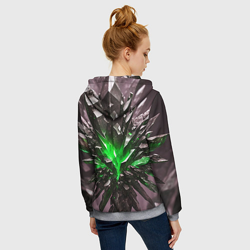 Женская толстовка на молнии Драгоценный камень зелёный / 3D-Меланж – фото 4