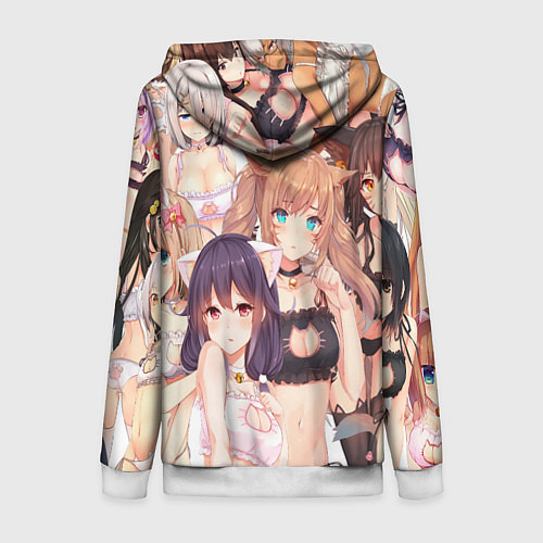 Женская толстовка на молнии Аниме тяночки / 3D-Белый – фото 2
