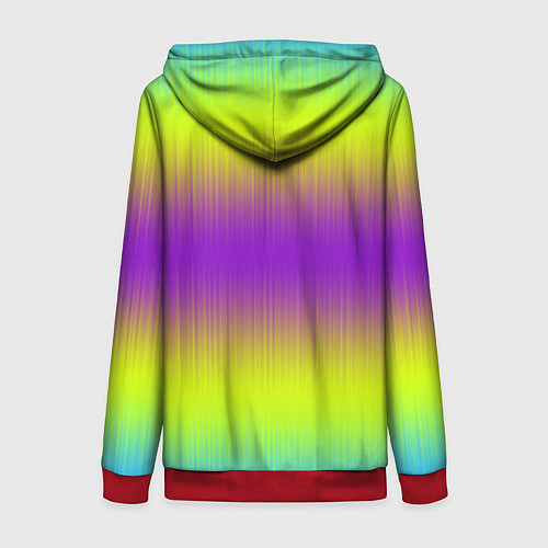 Женская толстовка на молнии Неоновые салатовые и фиолетовые полосы / 3D-Красный – фото 2