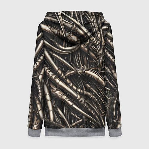 Женская толстовка на молнии Серые трубки чужих / 3D-Меланж – фото 2