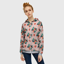 Толстовка на молнии женская Абстракция, треугольник, цвет: 3D-меланж — фото 2