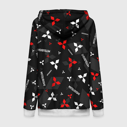 Женская толстовка на молнии Mitsubishi - logo pattern / 3D-Белый – фото 2