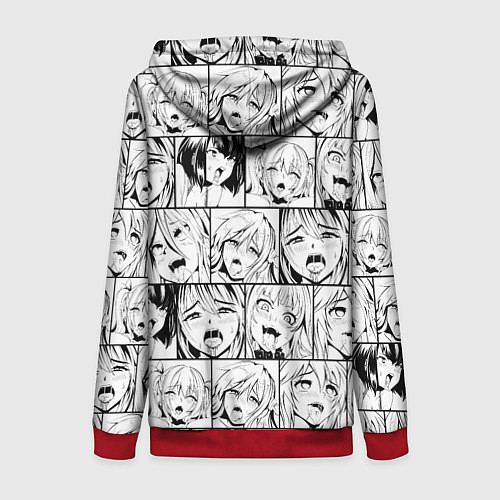 Женская толстовка на молнии Ahegao pattern / 3D-Красный – фото 2