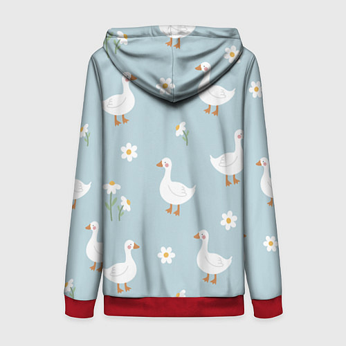 Женская толстовка на молнии Гусиный узор / 3D-Красный – фото 2