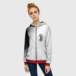 Толстовка на молнии женская Juventus sport black geometry, цвет: 3D-красный — фото 2