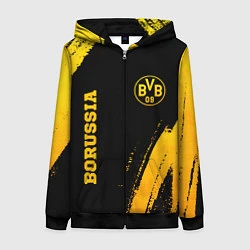 Толстовка на молнии женская Borussia - gold gradient вертикально, цвет: 3D-черный