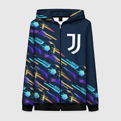 Толстовка на молнии женская Juventus градиентные мячи, цвет: 3D-черный