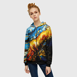 Толстовка на молнии женская Кислотные метаморфозы, цвет: 3D-черный — фото 2