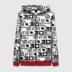 Толстовка на молнии женская Thirty Seconds to Mars pattern rock, цвет: 3D-красный