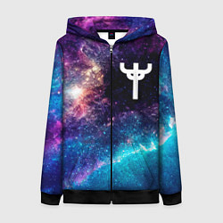 Толстовка на молнии женская Judas Priest space rock, цвет: 3D-черный