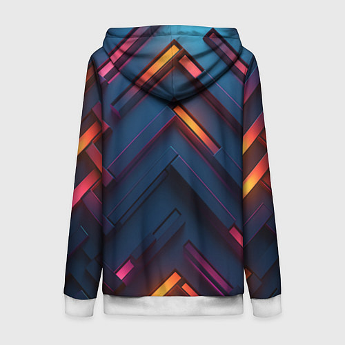 Женская толстовка на молнии Неоновый узор стальные раскалённые пластины / 3D-Белый – фото 2