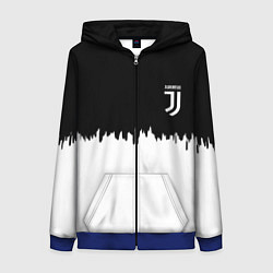 Толстовка на молнии женская Juventus белый огонь текстура, цвет: 3D-синий