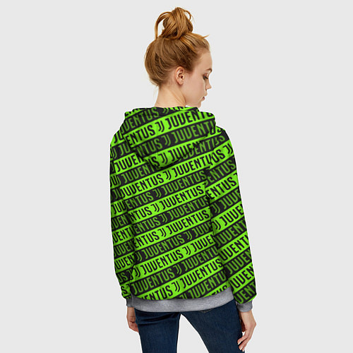 Женская толстовка на молнии Juventus green pattern sport / 3D-Меланж – фото 4