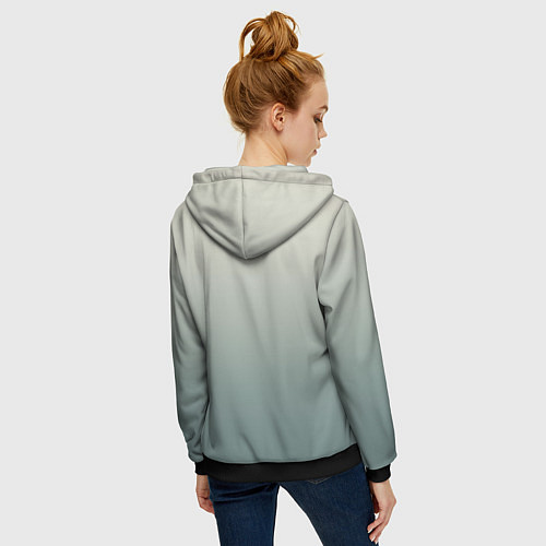 Женская толстовка на молнии Серо-зелёный приглушённый градиент / 3D-Черный – фото 4