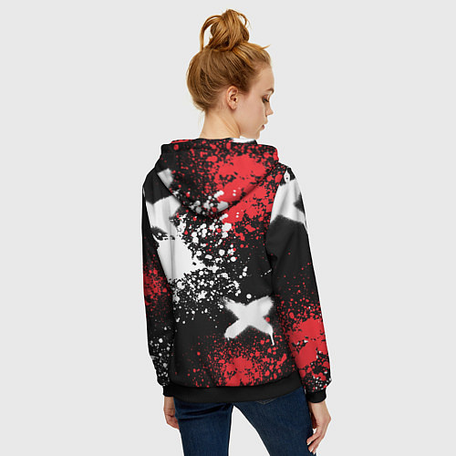 Женская толстовка на молнии Пари Сен-Жермен на фоне граффити и брызг красок / 3D-Черный – фото 4
