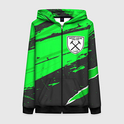 Толстовка на молнии женская West Ham sport green, цвет: 3D-черный