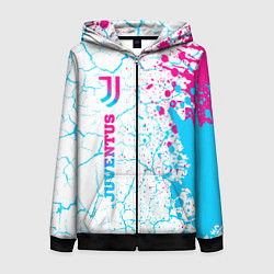 Толстовка на молнии женская Juventus neon gradient style по-вертикали, цвет: 3D-черный