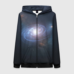 Толстовка на молнии женская Спиральная галактика, цвет: 3D-черный