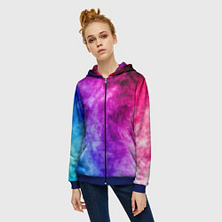 Толстовка на молнии женская Colorful smoke, цвет: 3D-синий — фото 2