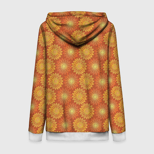 Женская толстовка на молнии Паттерн из желтых цветов / 3D-Белый – фото 2